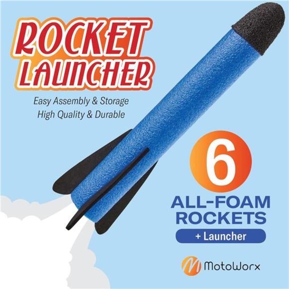 Toy Rocket Launcher for kids – Shoots Up to 100 Feet – 6 Colorful Foam Rockets - Picture 2 of 7